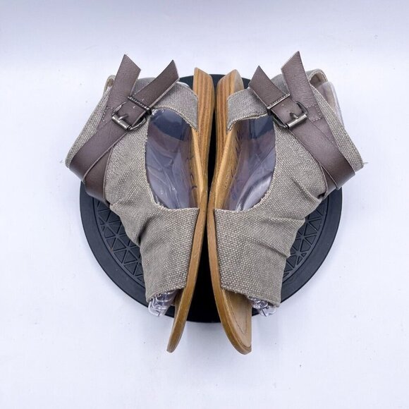 Blowfish Malibu Sandals Womens 8 Slingback brown Canvas Zipper Buckle Straps - Picture 4 of 9